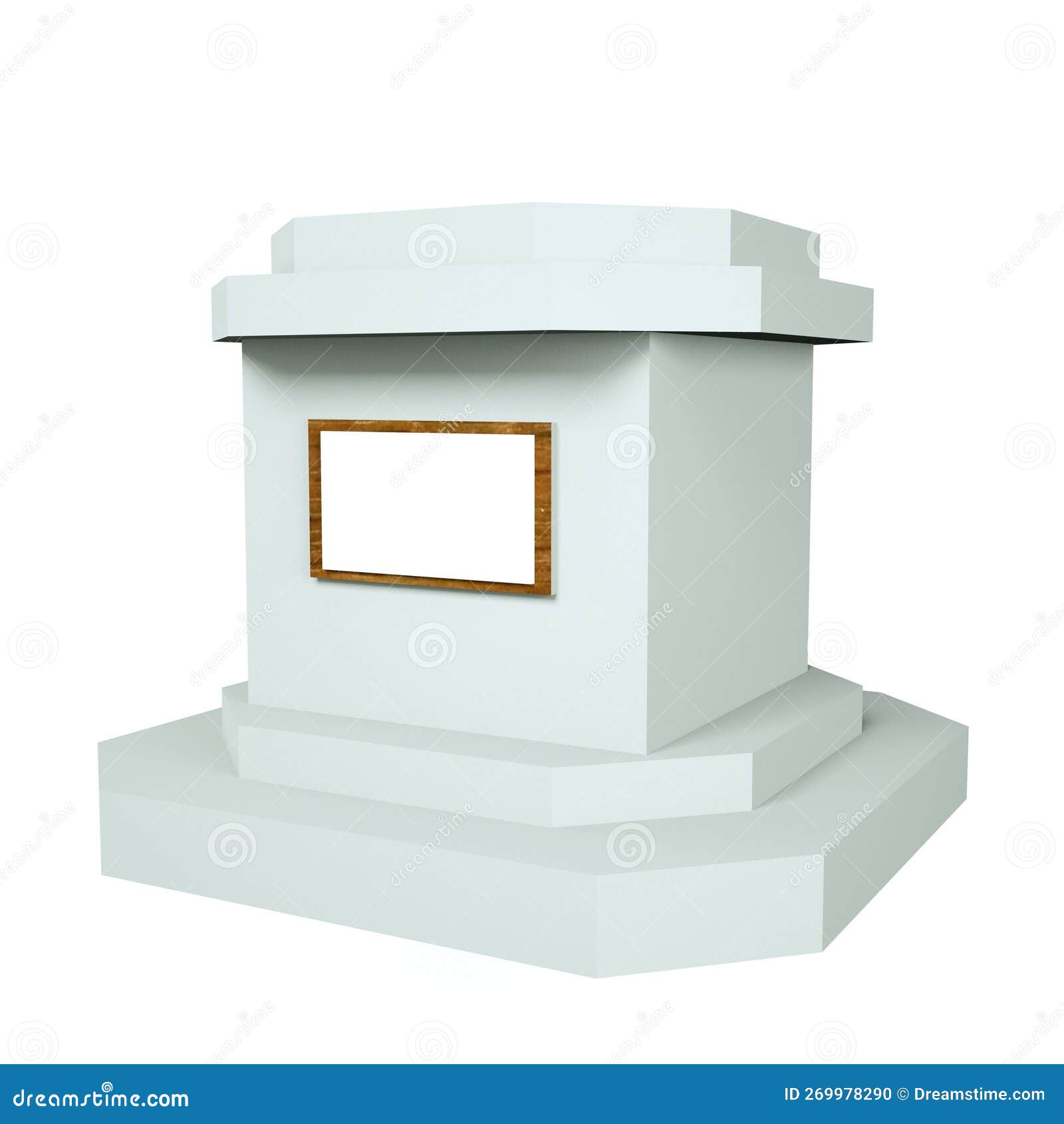 Statue Base on Isolated Background. Podium White. 3D Rendering Stock