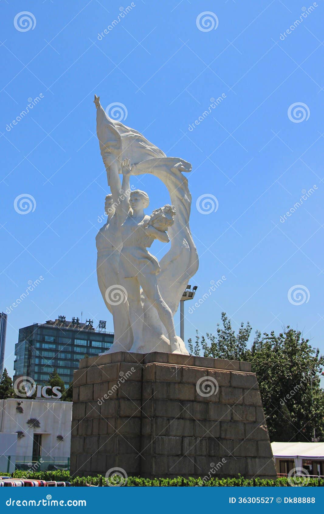 Statue of Beijing Workers Stadium Editorial Photography Image of