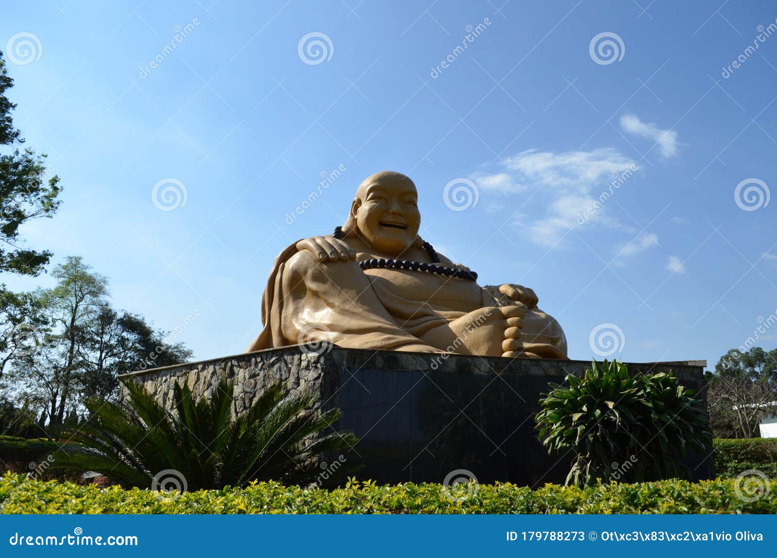 statue in the buddhist temple of iguassu falls, brazil.