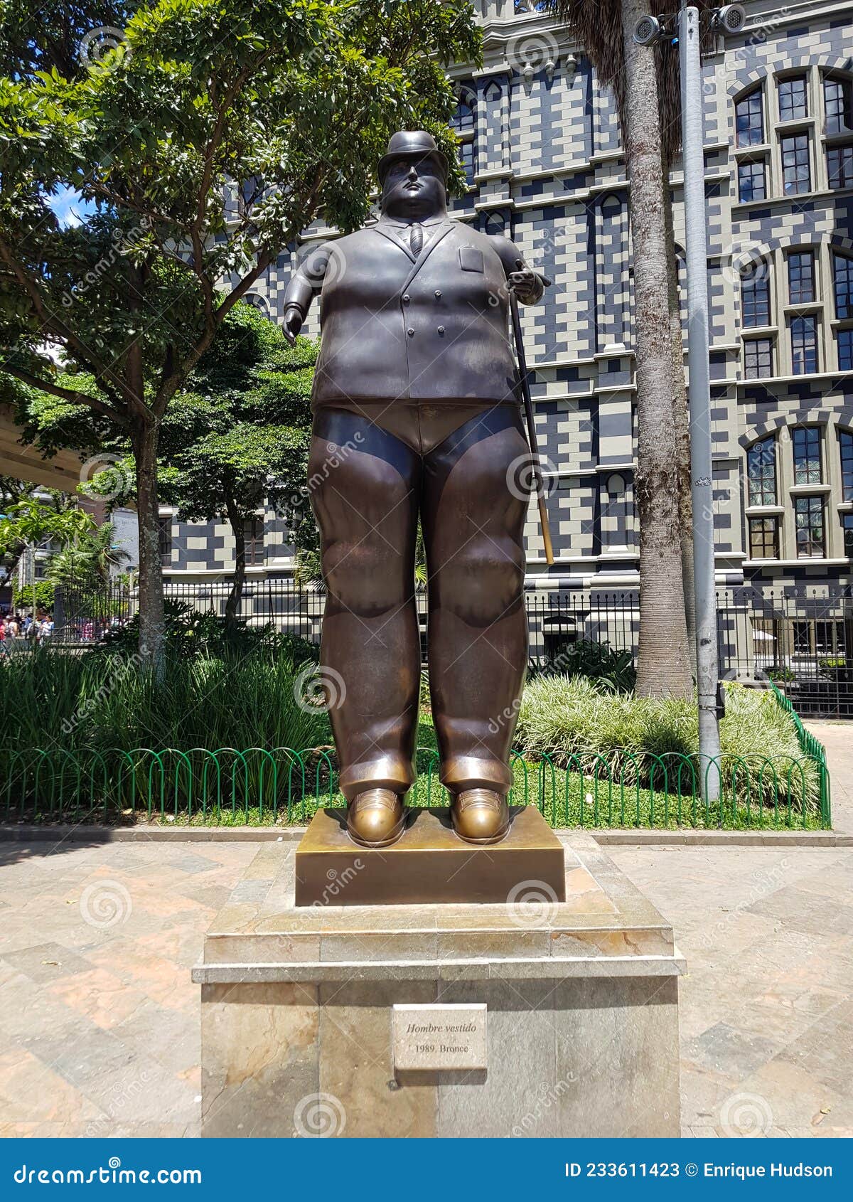 Statue Called Dressed Man in Botero Square in Medellin Colombia