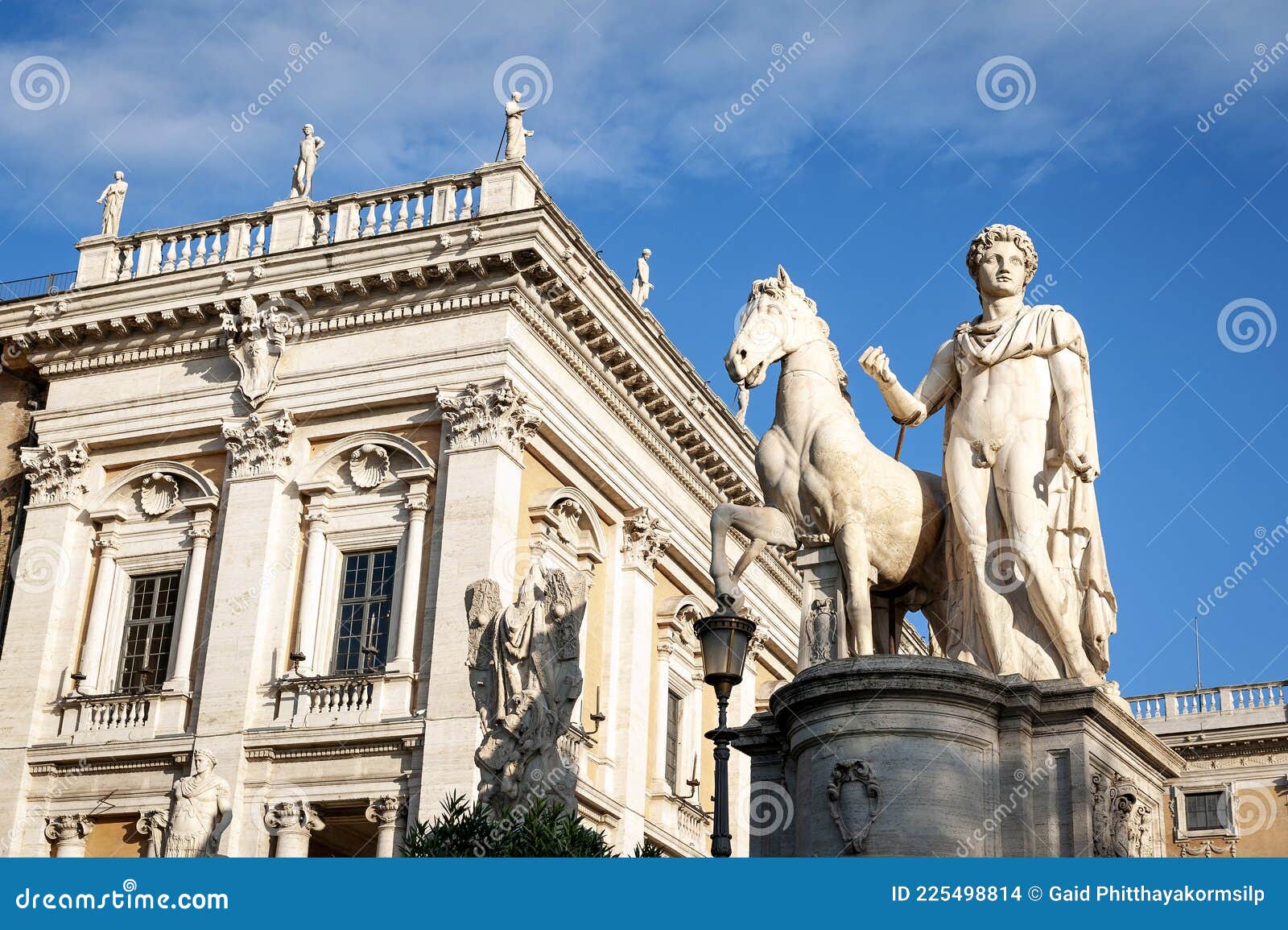 the statue of castor statua di castore on the top of capitoline hill in rome, italy