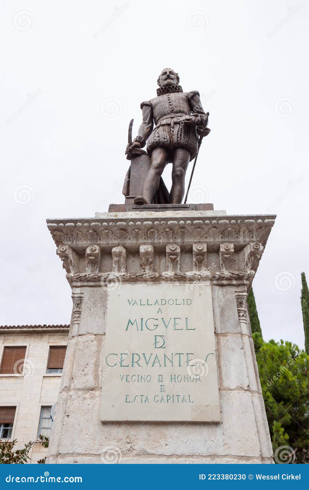 statue of cervantes in valladolid, spain
