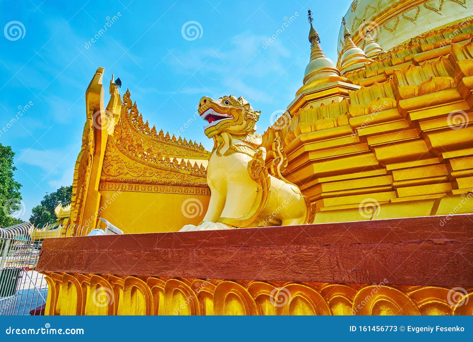 chinthe lion on mahavijaya pagoda, yangon, myanmar