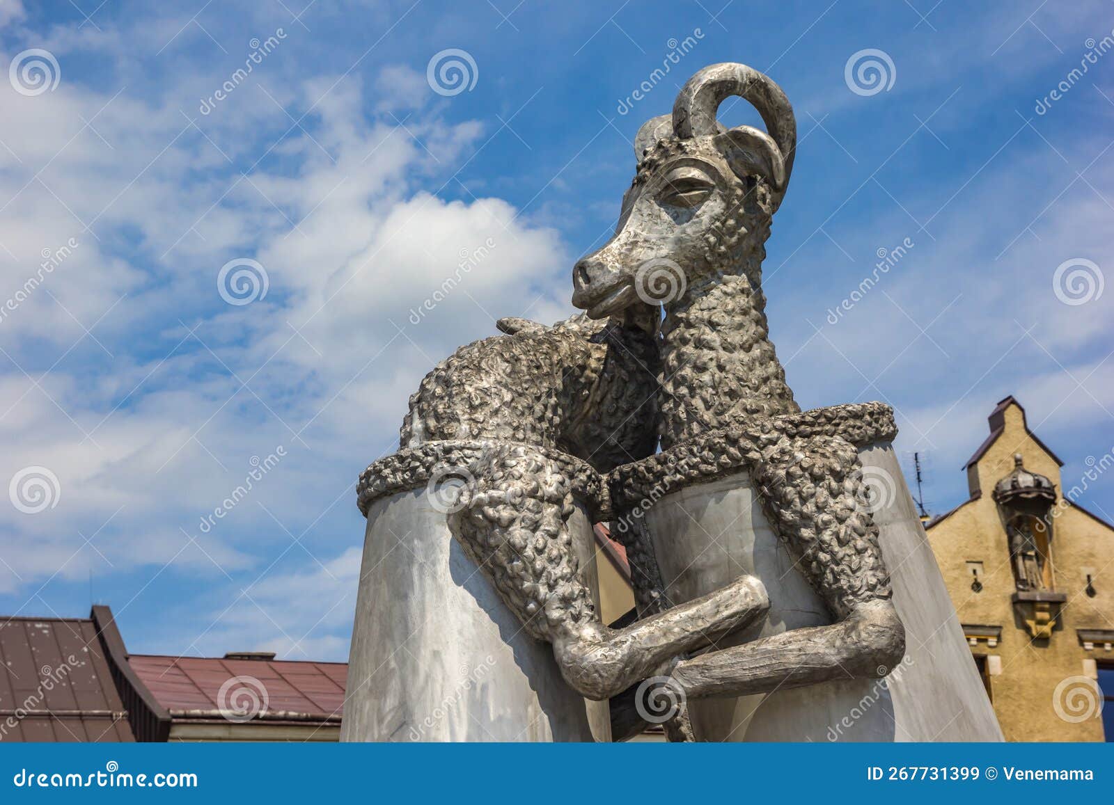 Statue of Dancing Goats on the Market Square in Nowy Targ