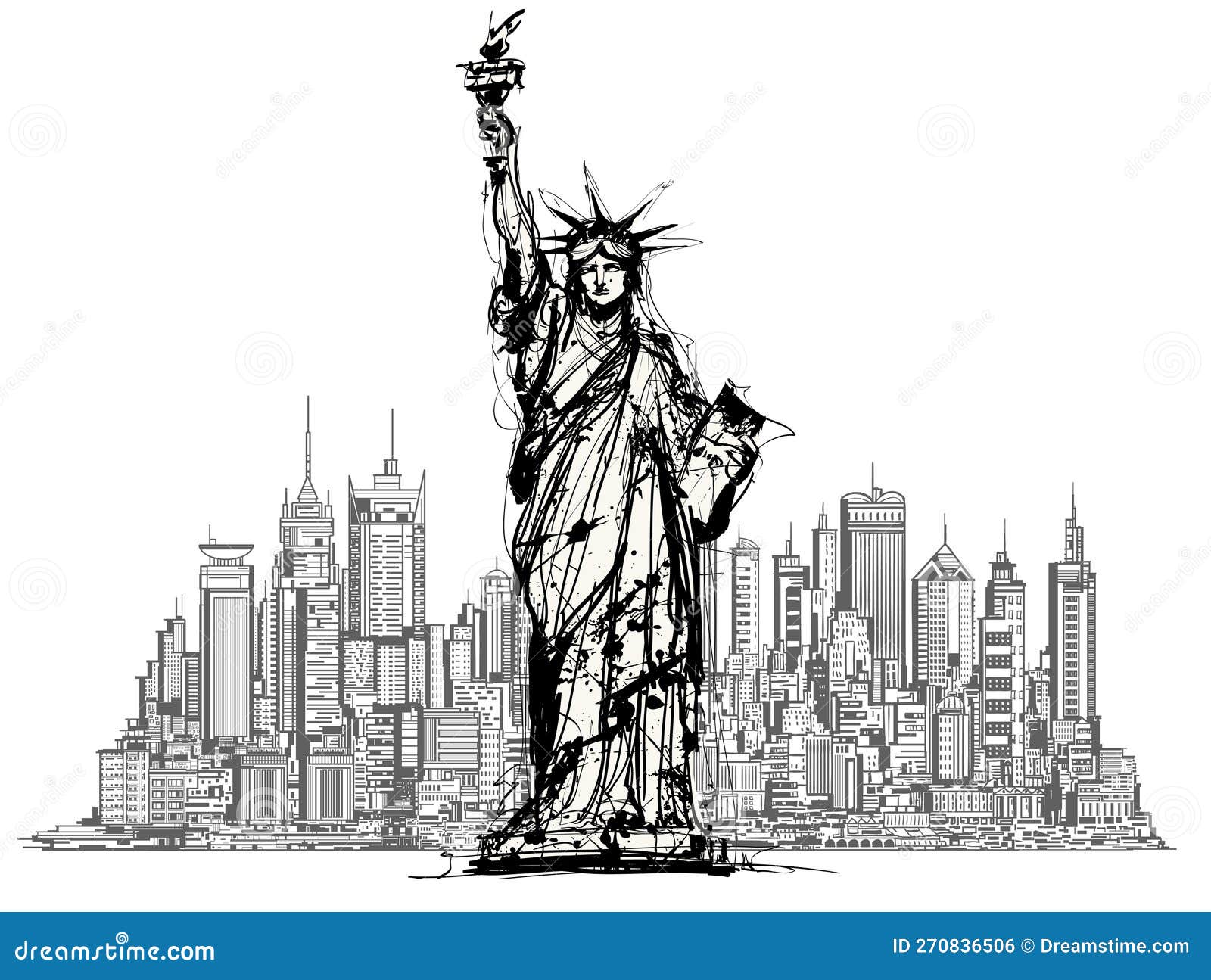 Dessin Statue De La Liberté à Imprimer Statue De Liberté à New York Ville Avec Fond Manhattan New York Usa Illustration de Vecteur - Illustration du célèbre, peinture: 270836506