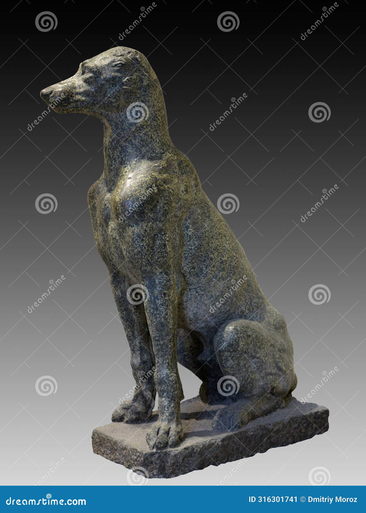 statue of dog in green marble of egyptian workmanship