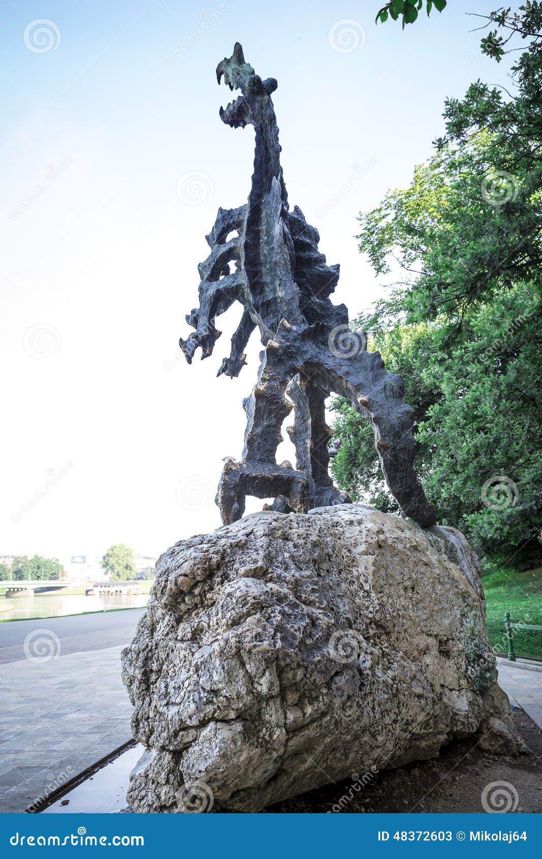 statue of the dragon from wawel castle