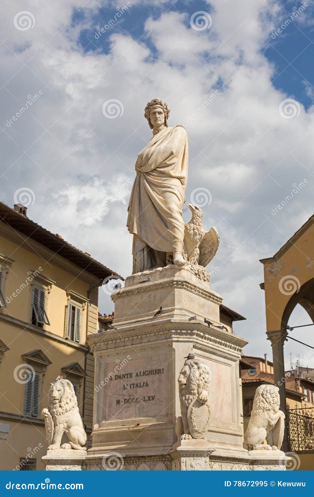 statue of durante degli alighieri, also called dante, eagle, 4 m