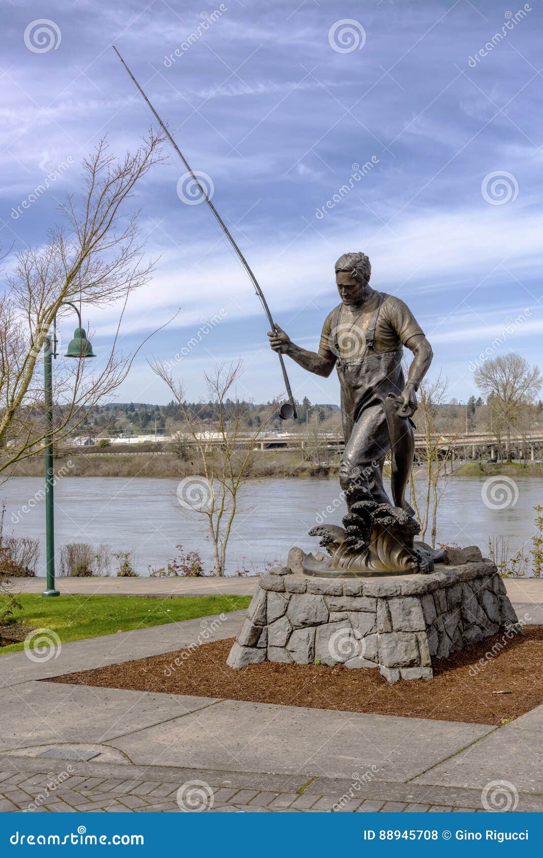 Statue of a Fisherman Salem Oregon. Editorial Stock Photo Image of statue, place 88945708