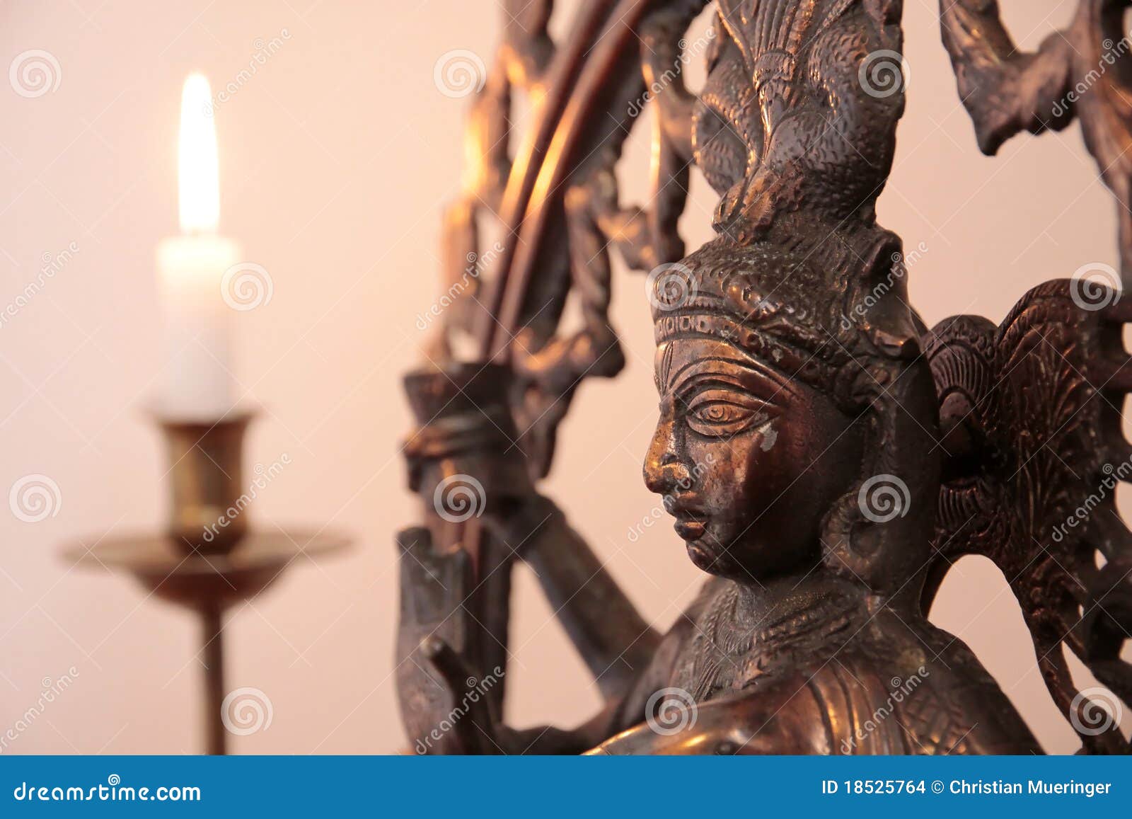 Statue of the Goddess Shiva with Candle Stock Photo Image of golden