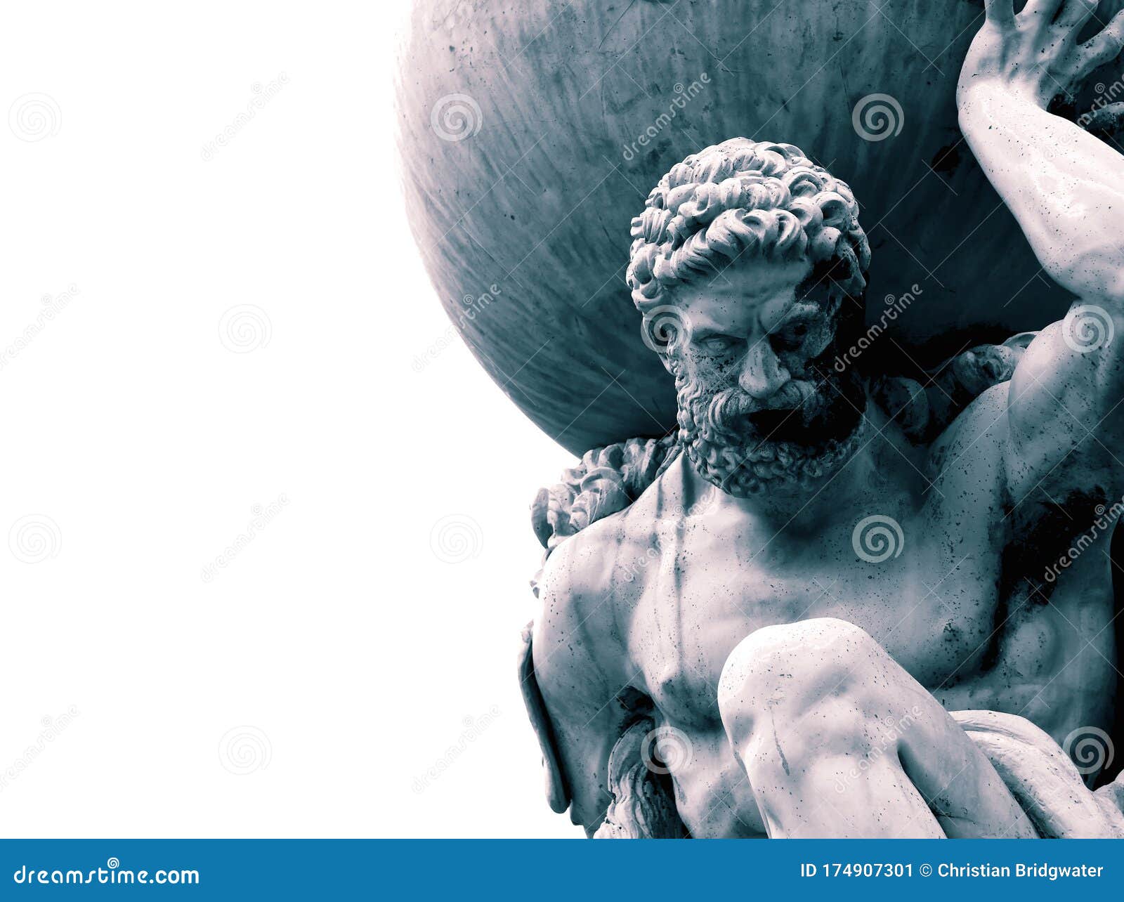 statue of the greek god atlas holding the globe on his shoulders.