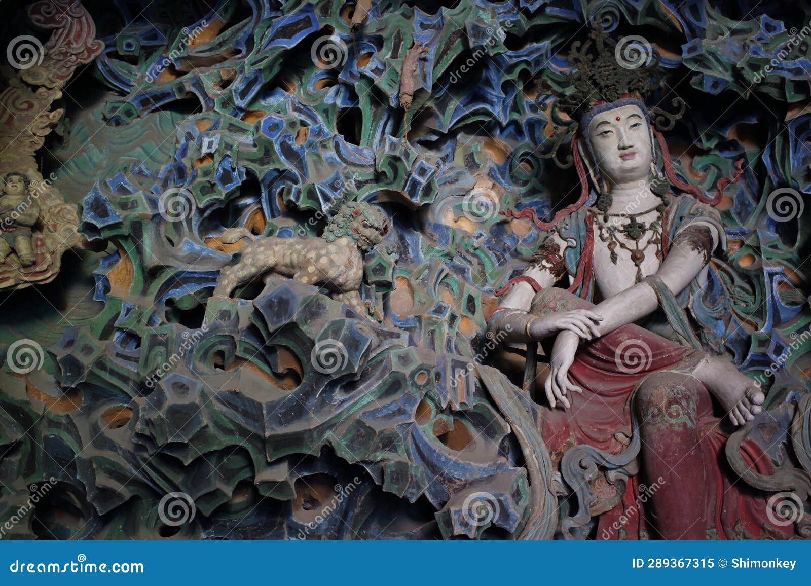 the statue of guanyin bodhisattva in a temple in shijiazhuang, hebei province, china.