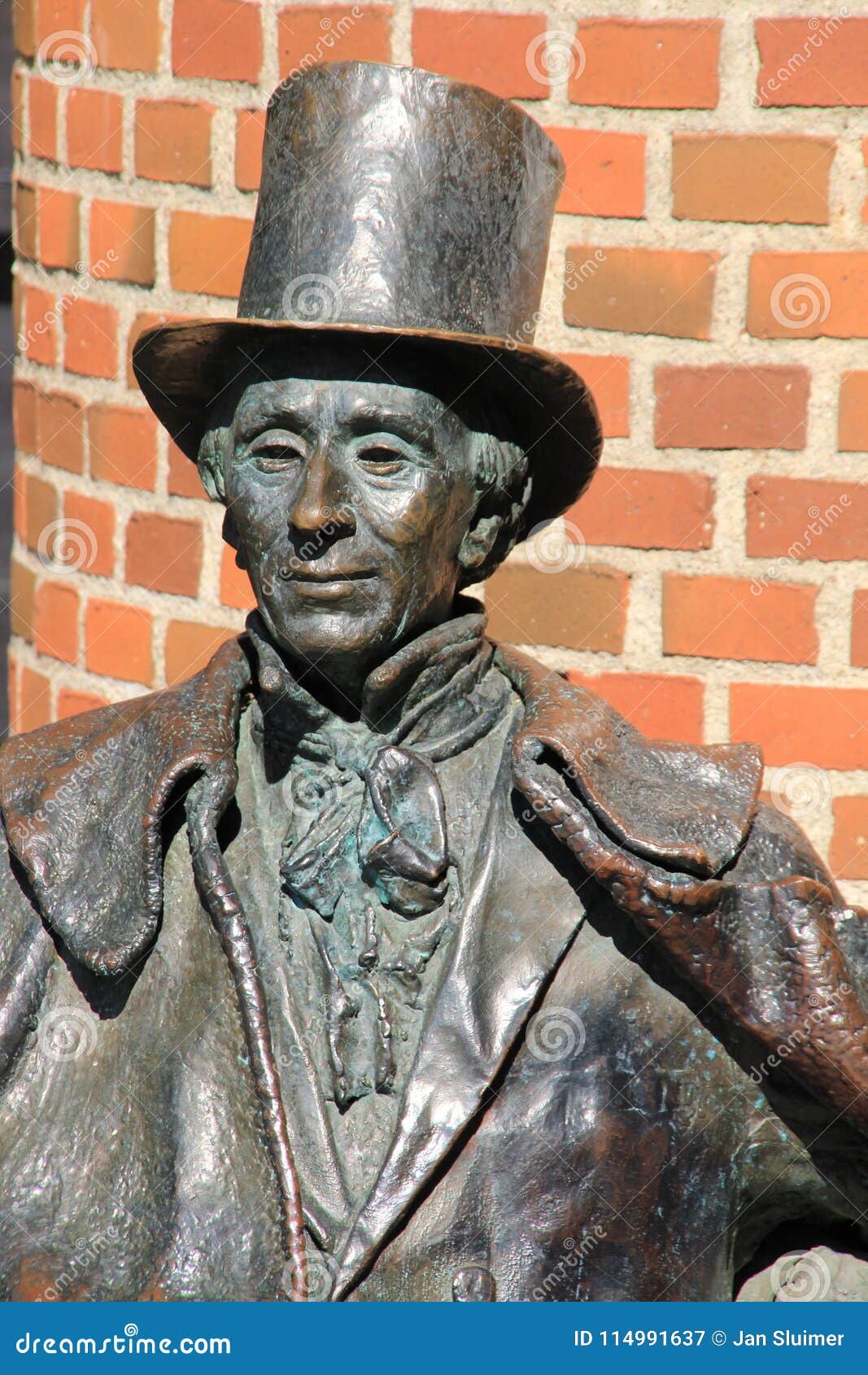 Statue of Hans Christian Andersen in the City Odense in Danmark ...