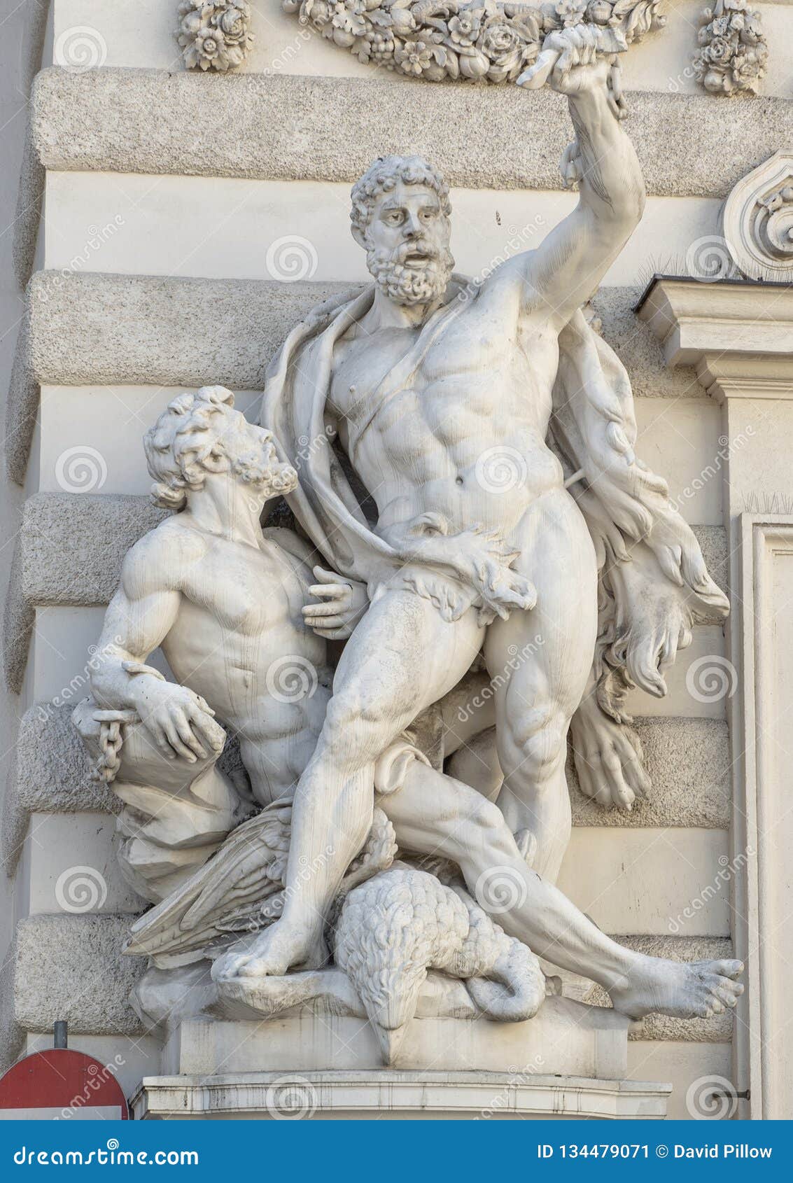 statue hercules killing the eagle and freeing prometheus by josef lax, hofburg palace