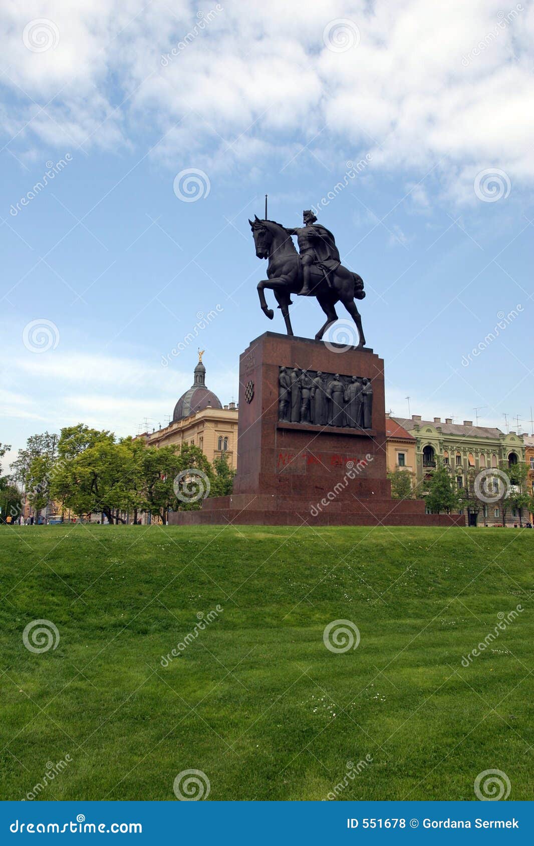 statue of king tomislav in city park in zagreb