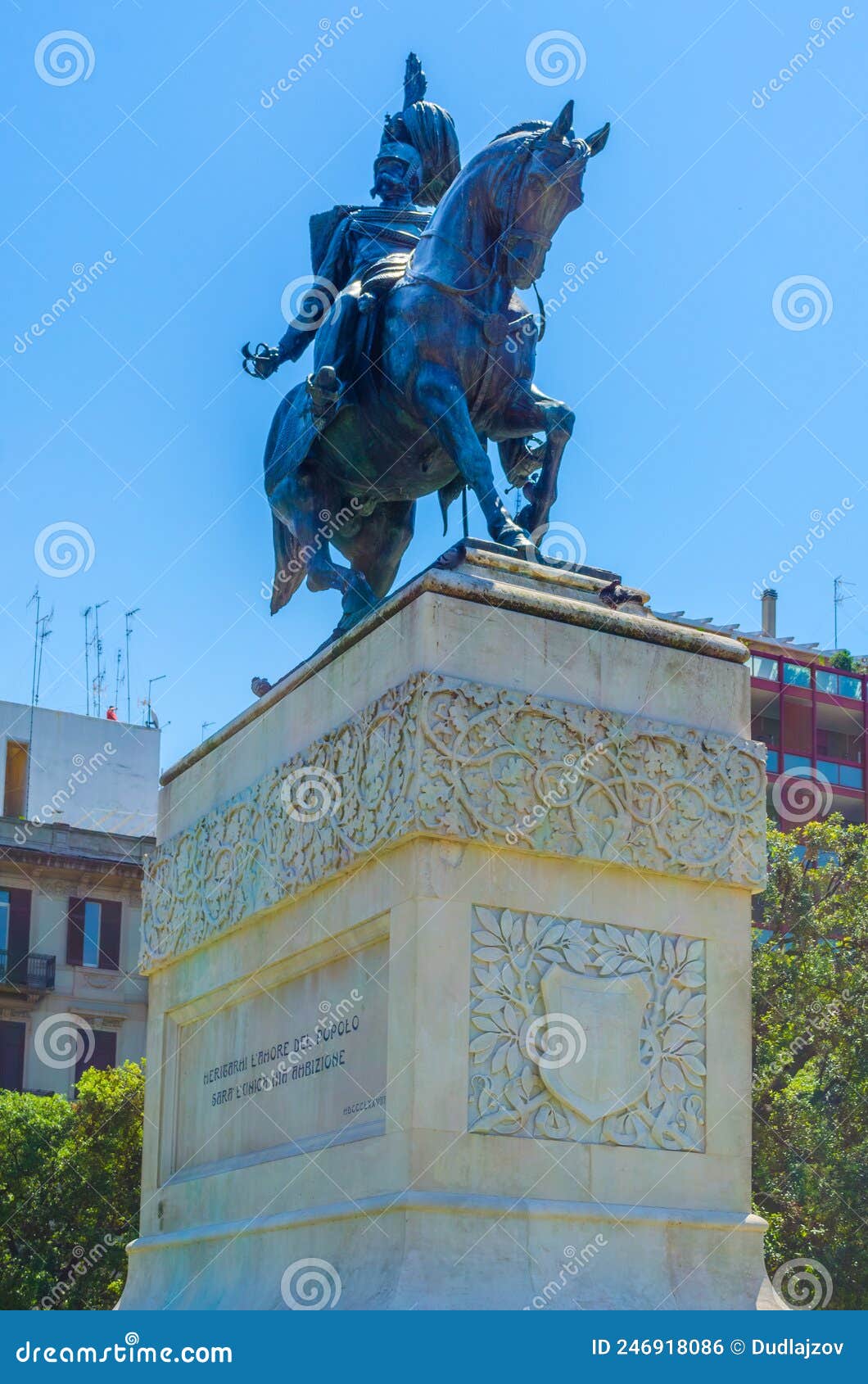 Statue of King Vittorio Emanuele II in Bari, Italy...IMAGE Editorial