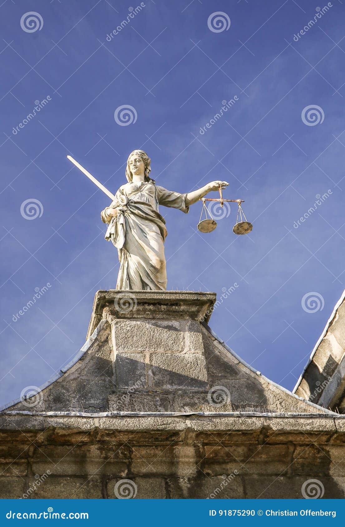 Statue of Lady Justice at Dublin Castle in Dublin, Ireland Stock Photo