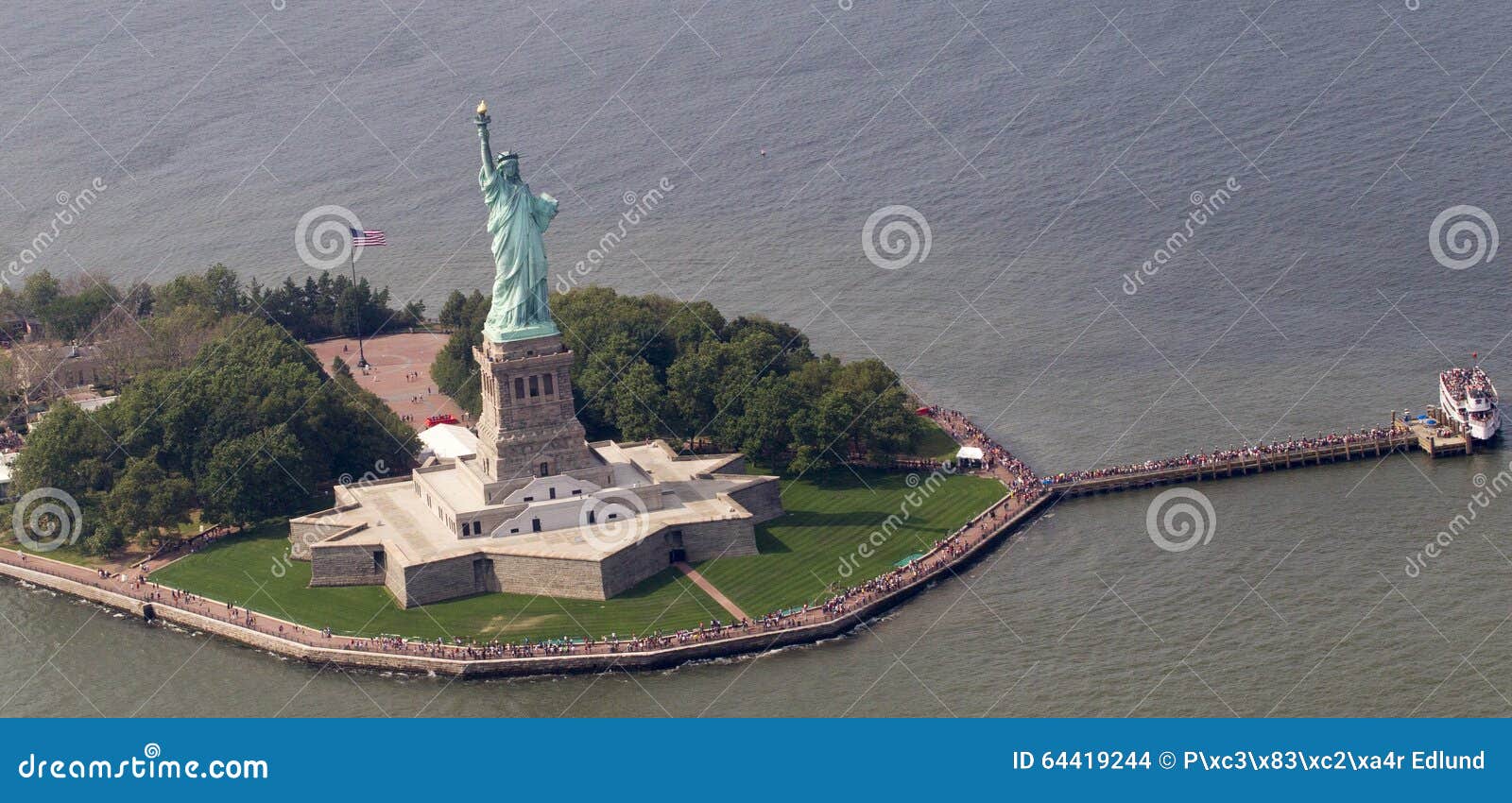 statue of liberty from air.