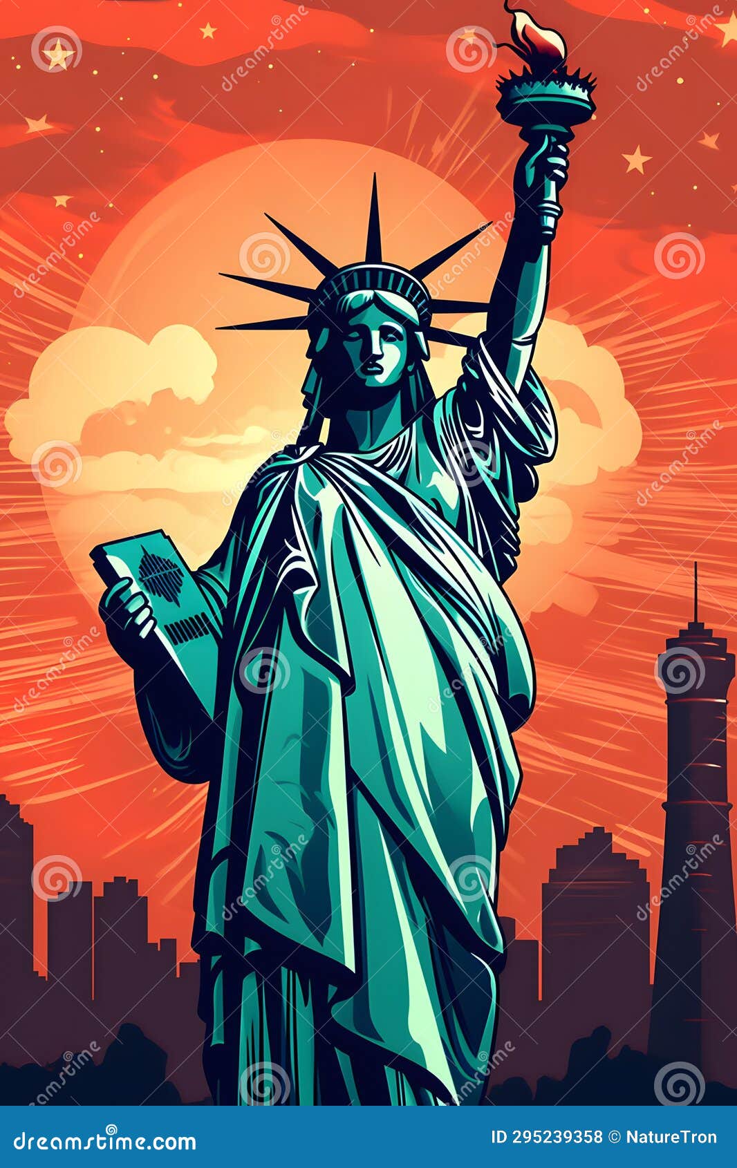 Statue of Liberty Statue of Liberty City Generative AI Stock