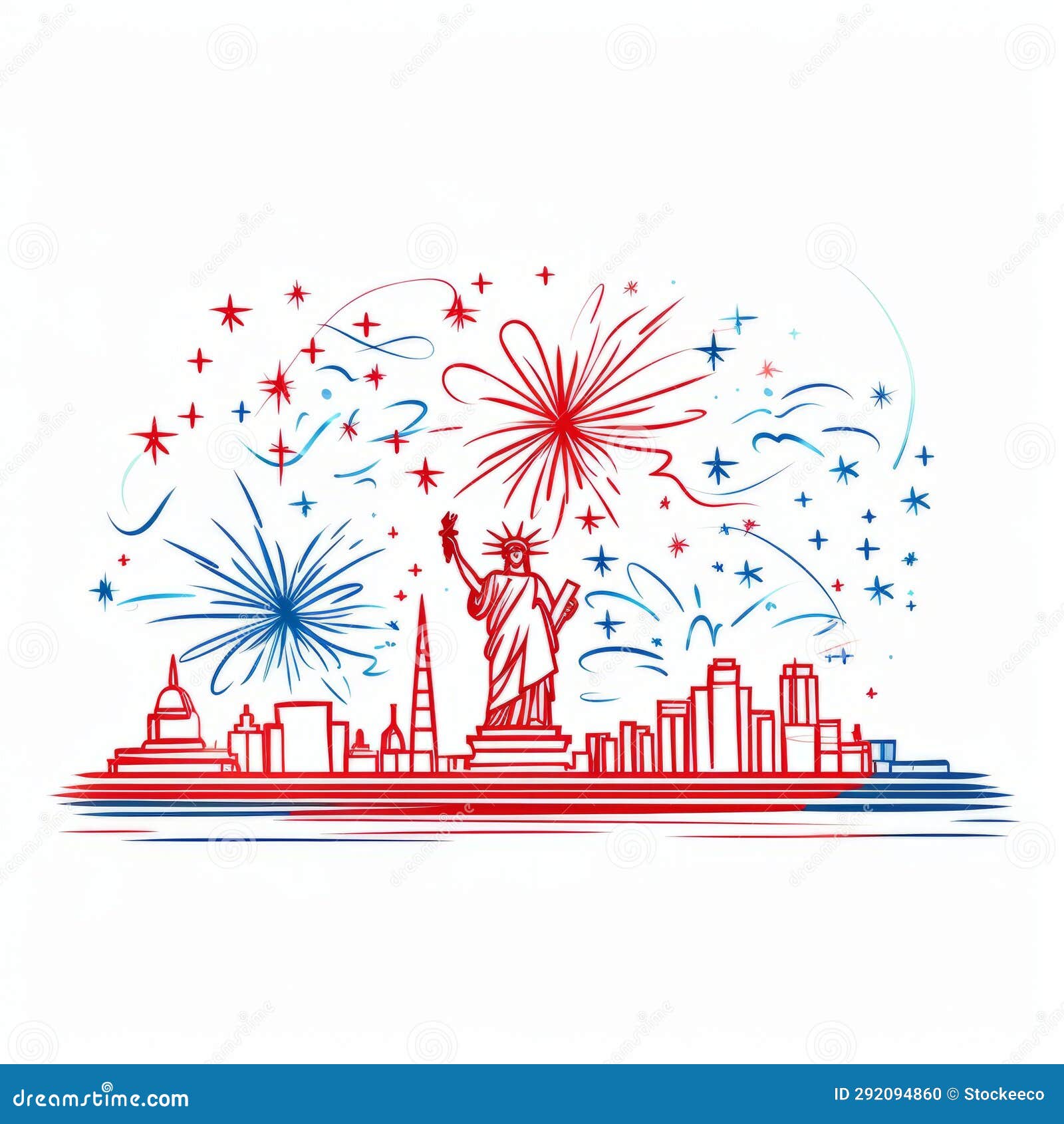colorful independence day cityscape  