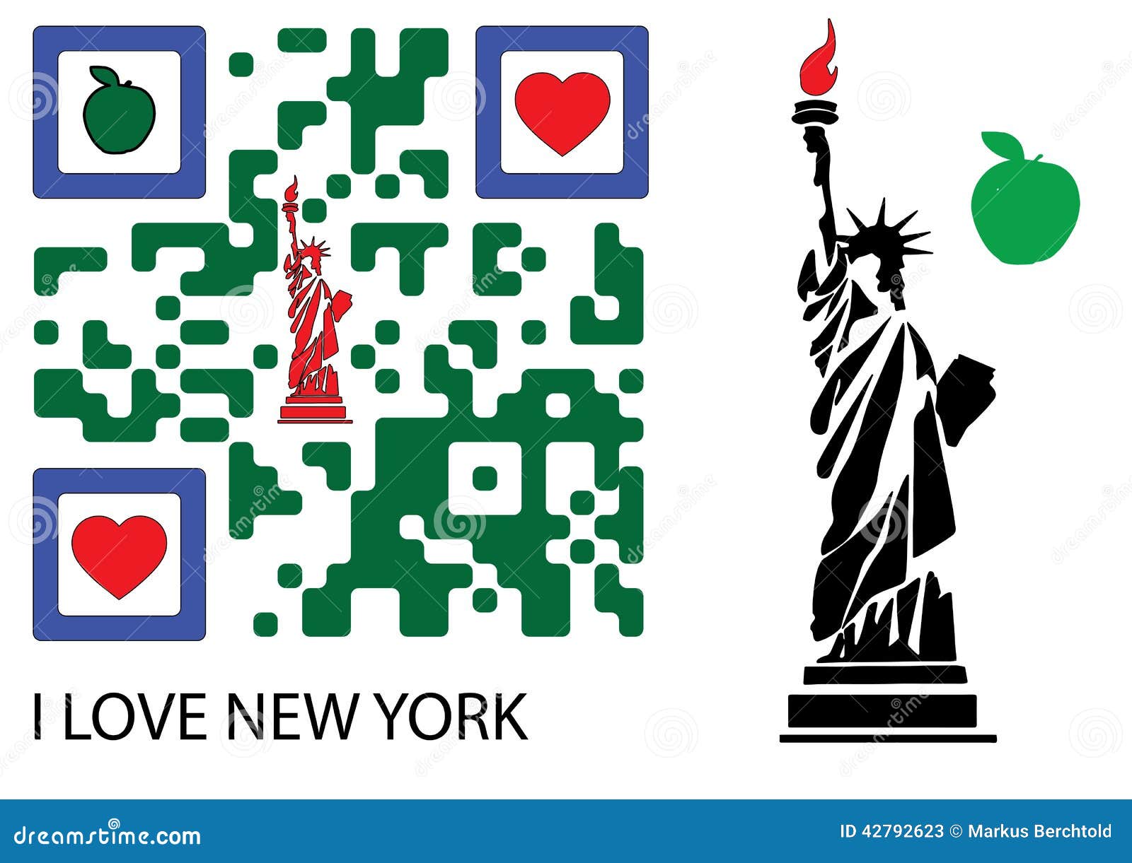 Download Statue Of Liberty And I Love New York QR Code Stock Vector ...