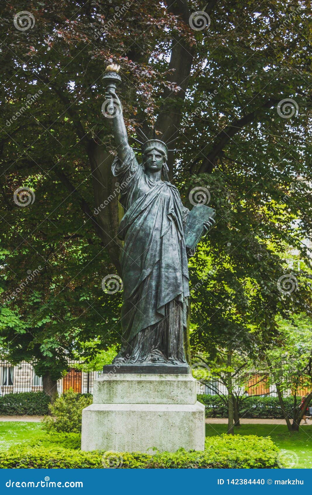 Statue Of Liberty In Luxembourg Gardens In Paris France Stock