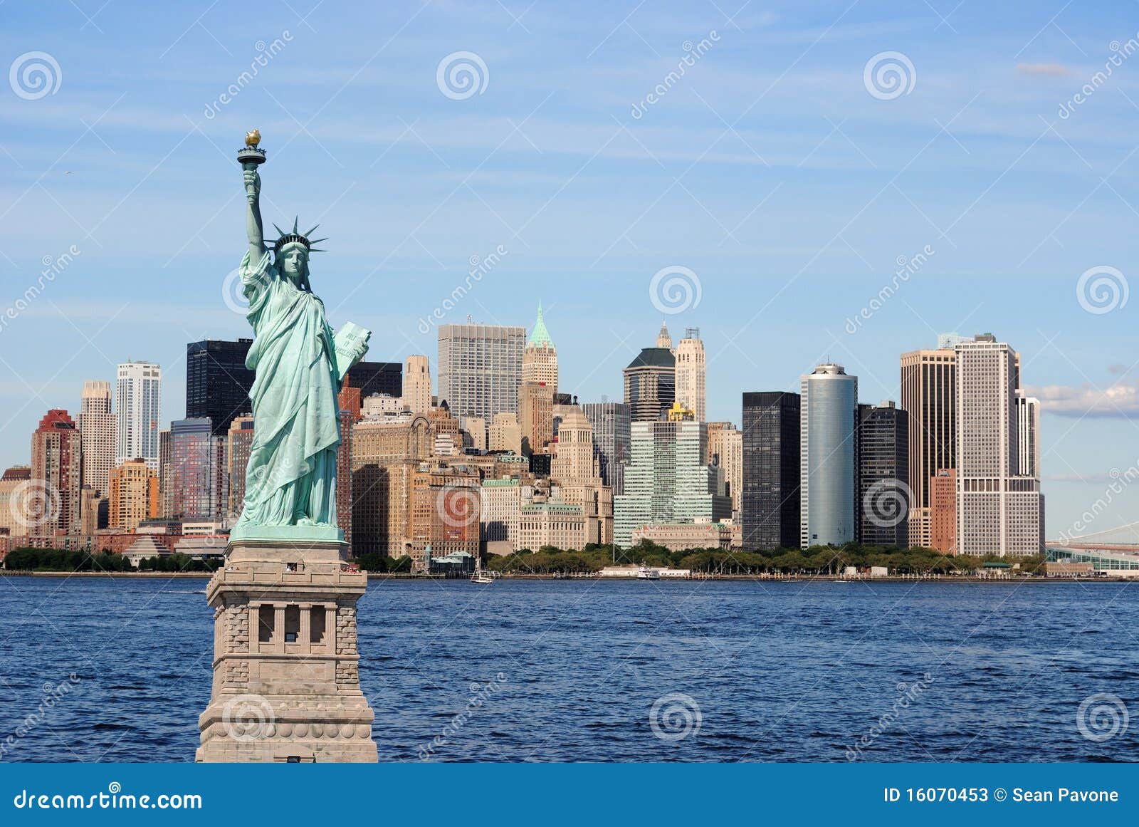 statue of liberty and new york city skyline