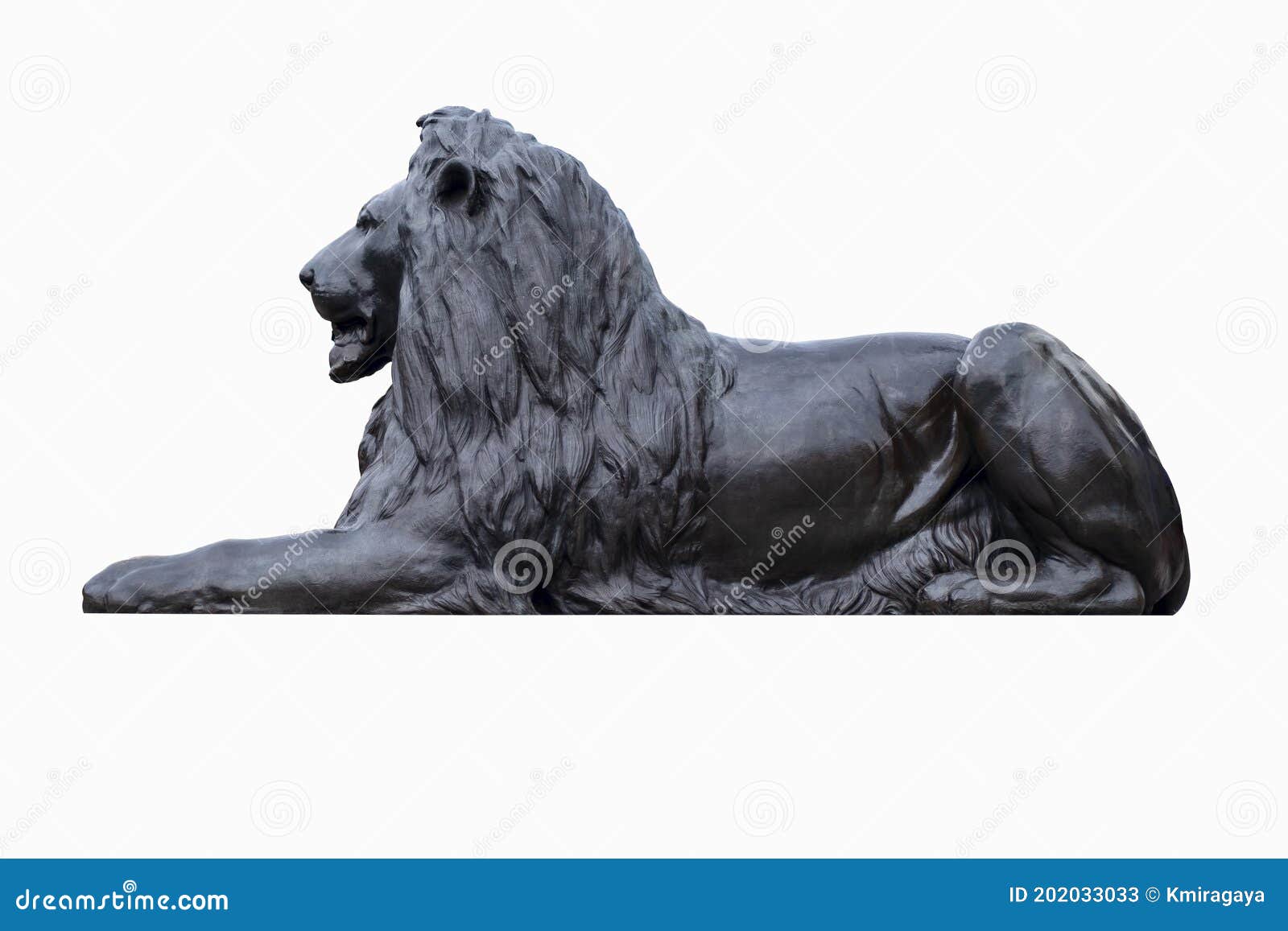 statue of a lion at trafalgar square in london  on white