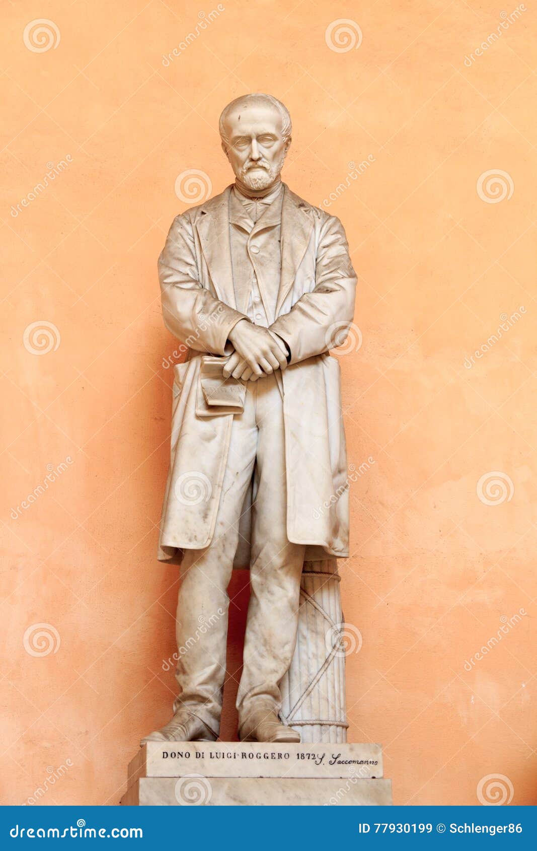 statue of luigi roggero in palace palazzo doria tursi, genoa