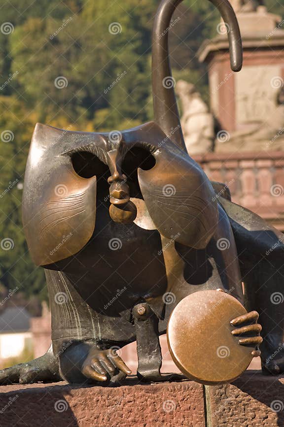 Statue of Monkey with Mirror, Heidelberg Stock Image Image of neckar