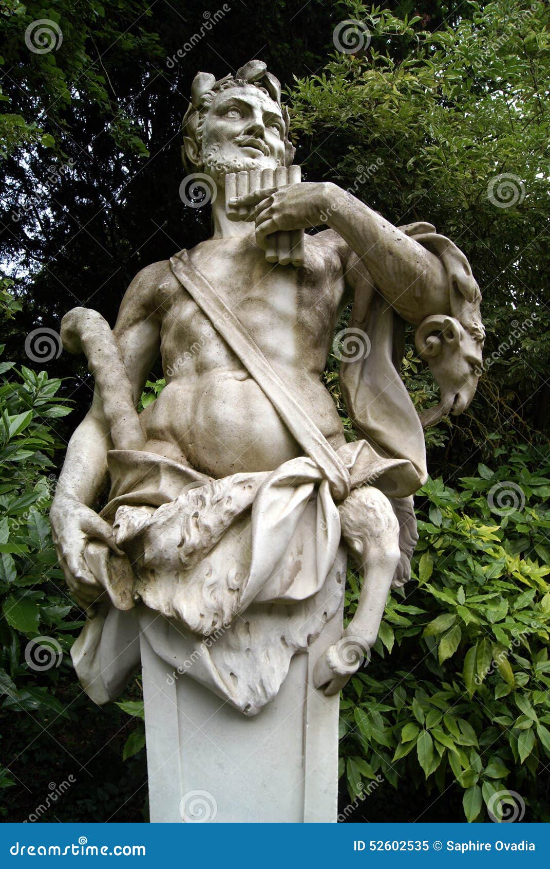 Statue of a Musician Man Carrying Panpipes Stock Image Image of