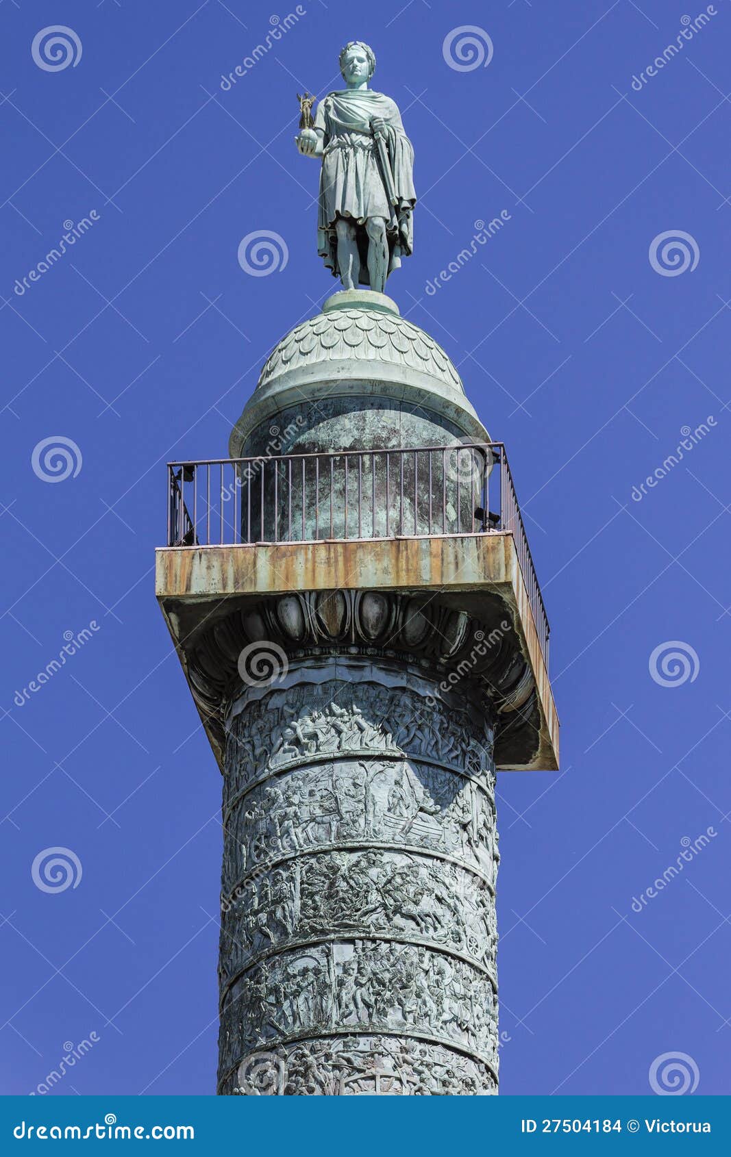 statue of napoleon at top of vendome column, paris