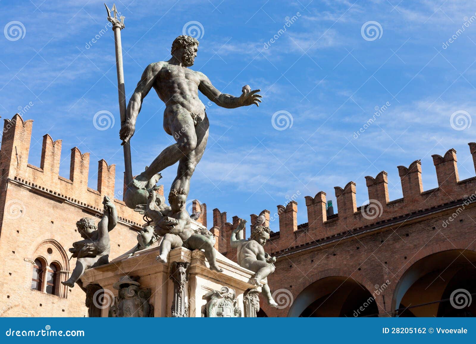 Statue of Neptune on Piazza Del Nettuno in Bologna Stock Photo Image