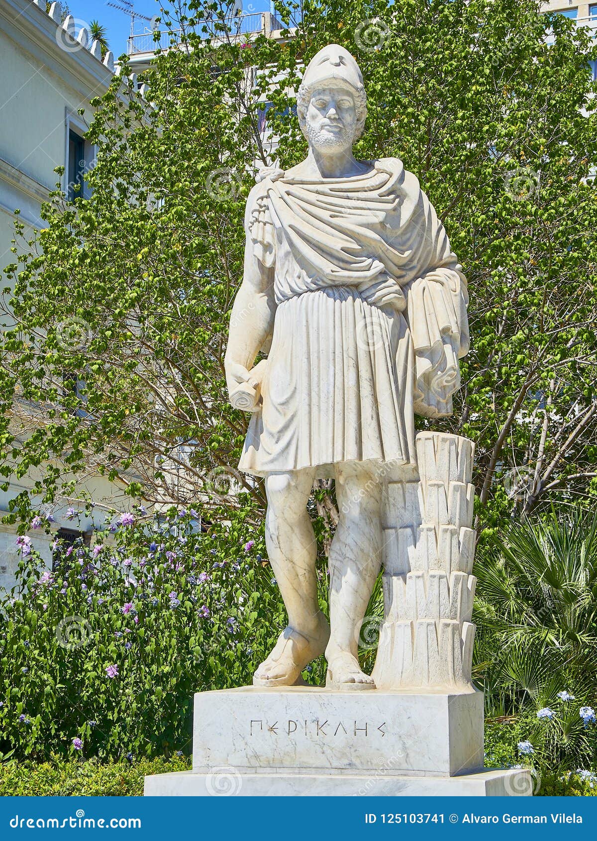 statue of pericles at the athinas street of athens. attica, greece.