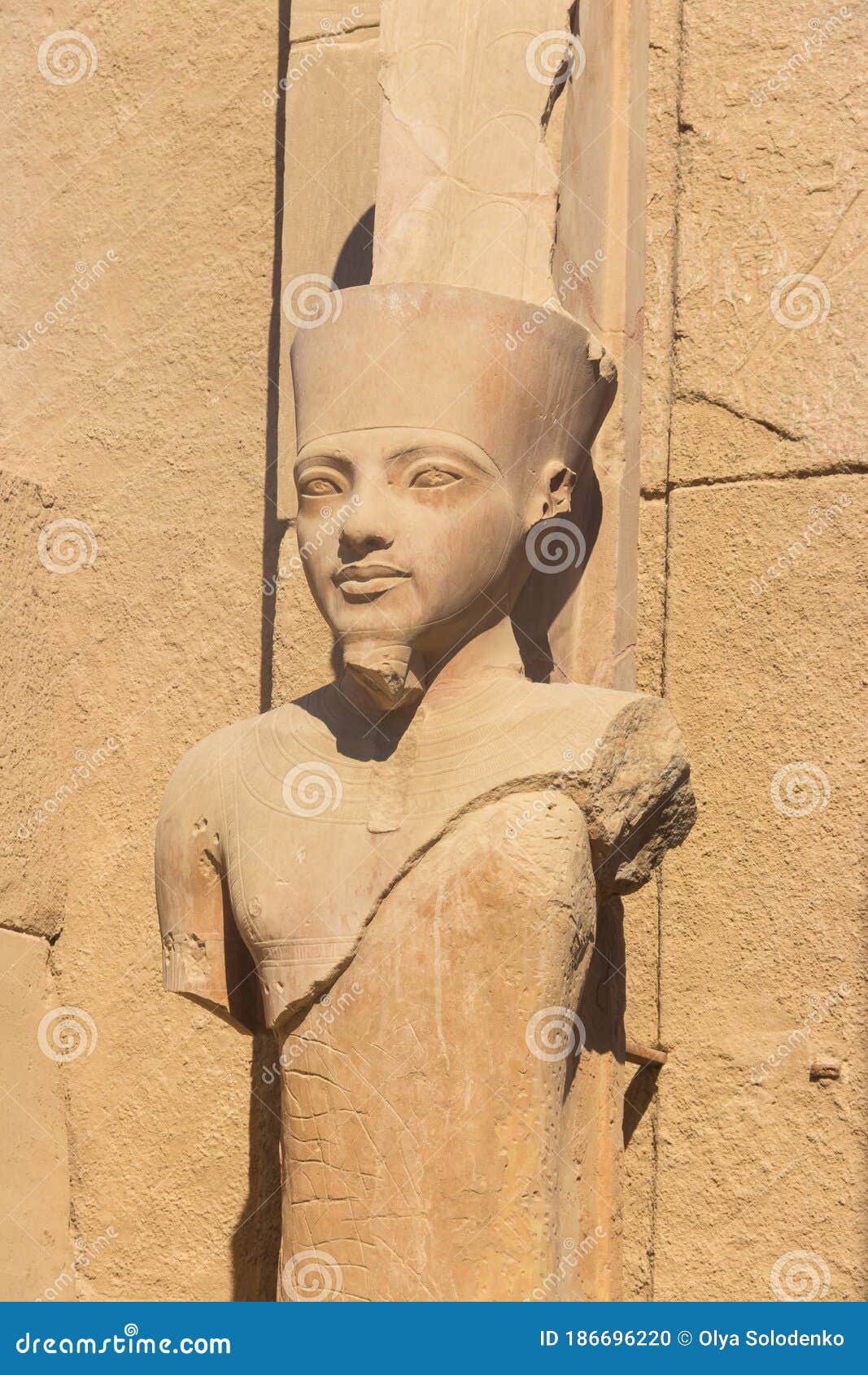 Statue of Pharaoh in Karnak Temple Complex in Luxor, Egypt Editorial