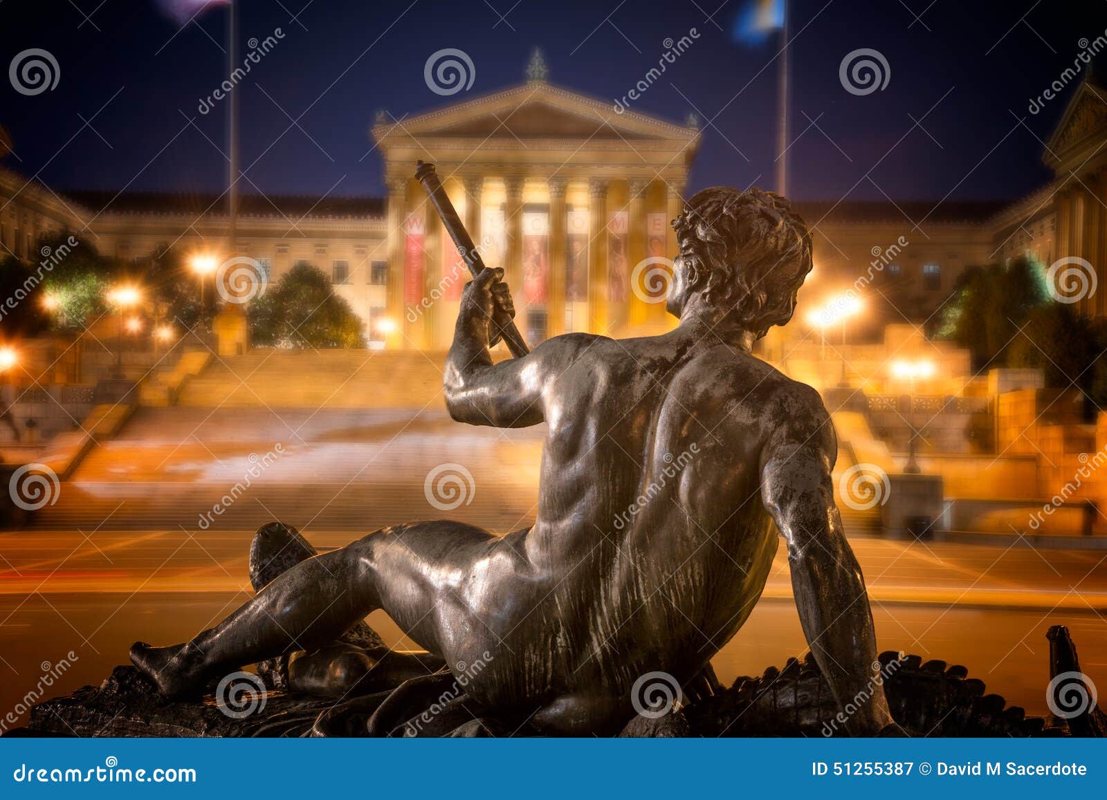 Statue with Philadelphia Museum of Art Editorial Photography Image of