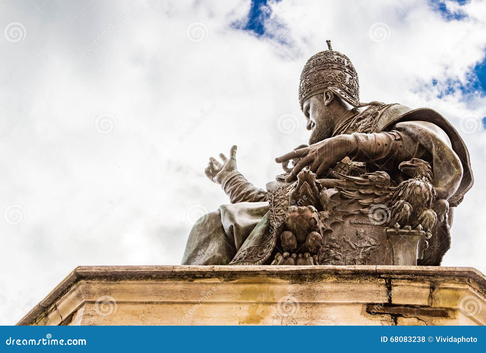 Statue of Pope Raises His Hand in Blessing Stock Photo Image of