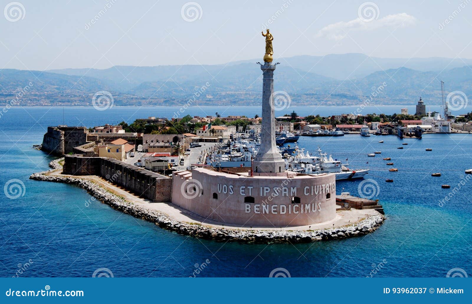 Statue in Port of Messina, Italy Stock Image Image of fortress, religion 93962037