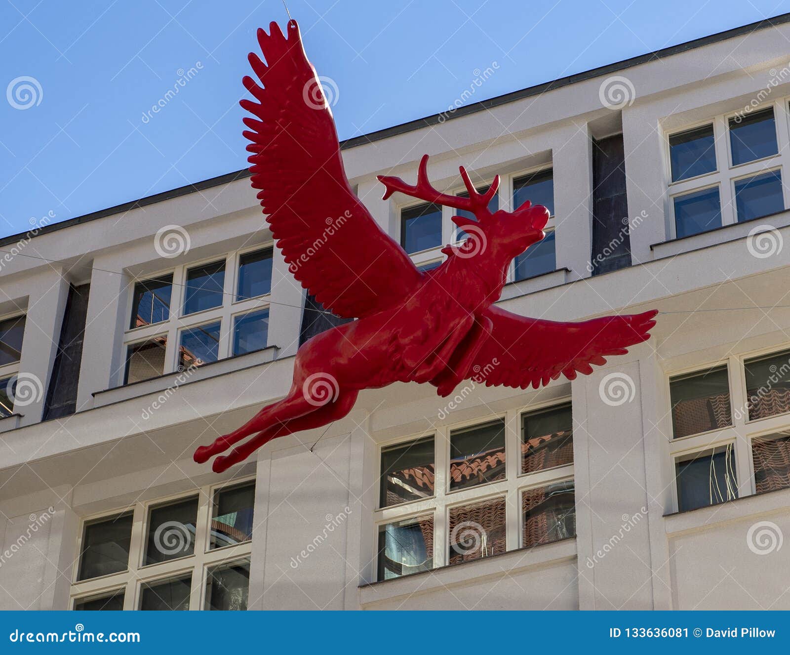 donor Hylde Uhøfligt Statue of a Red Elk with Wings Flying through the Air, Prague, Czech  Republic Editorial Photo - Image of republic, horns: 133636081