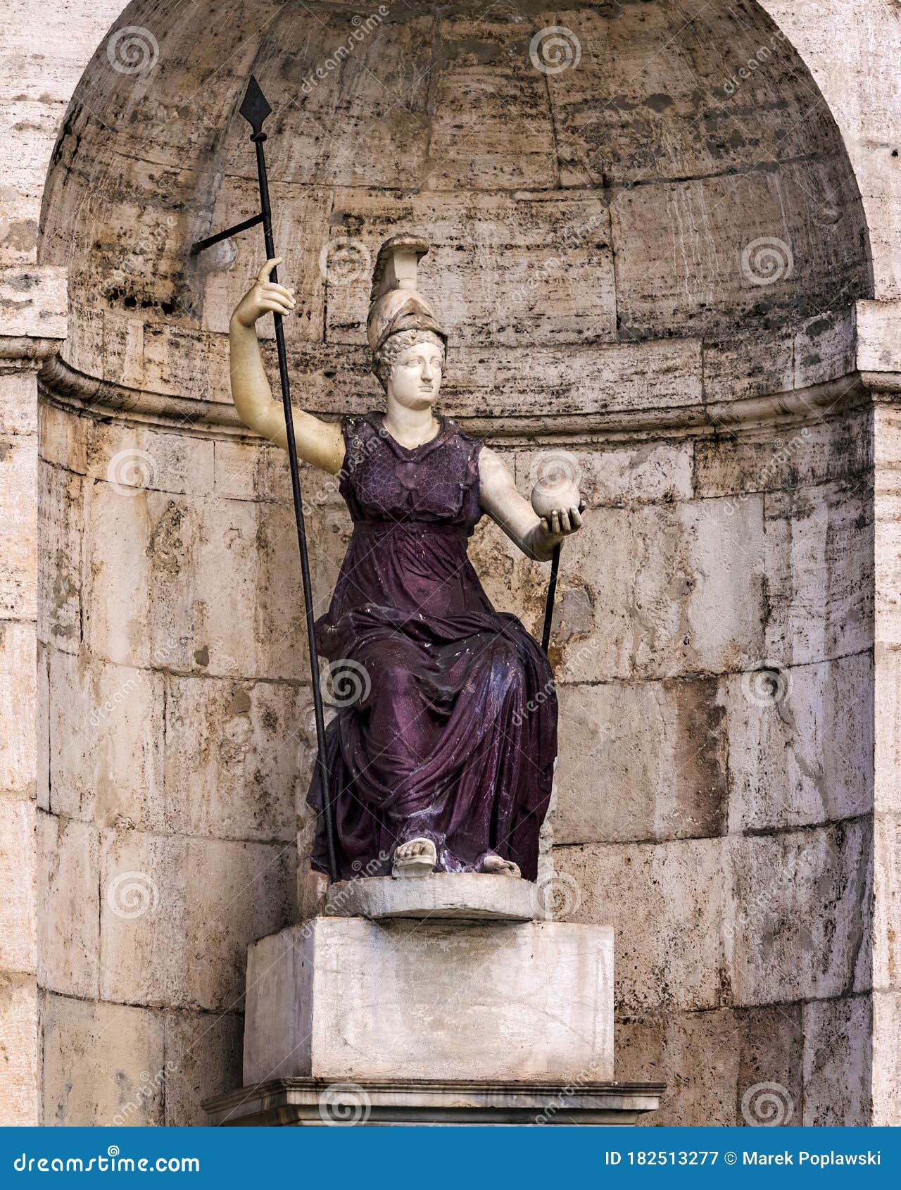 Statue Of Roma, Minerva In Rome Italy Stock Image - Image of statue ...
