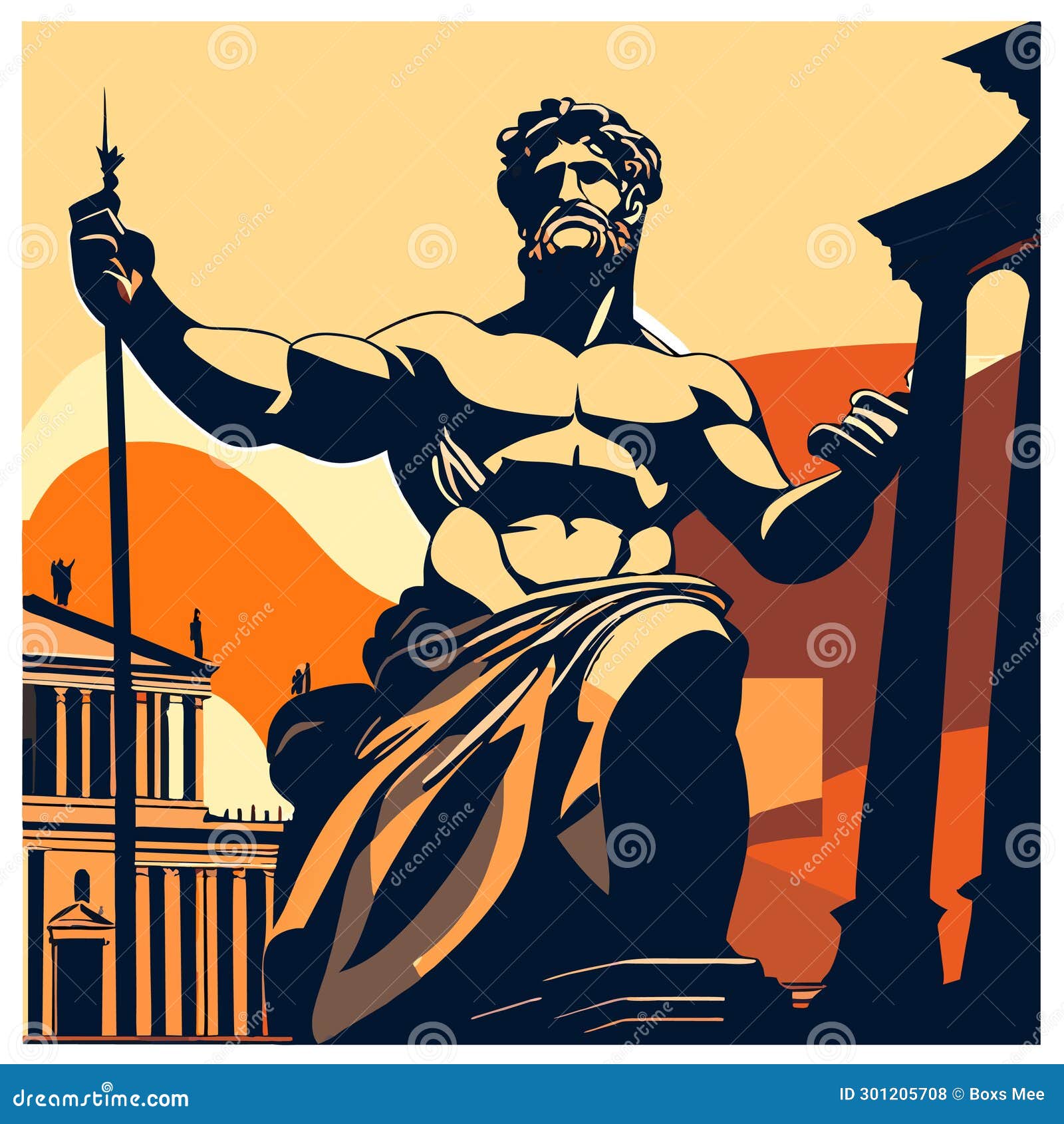 Statue of the Roman Emperor Constantine in Rome, Italy. Vector