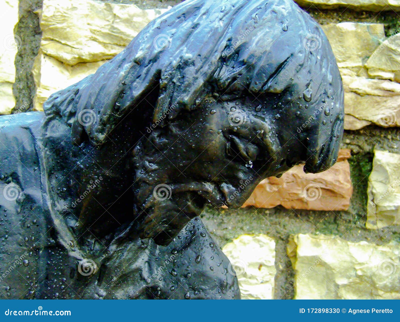 Statue of Saint Joseph Crying in the Rain Stock Photo Image of tears