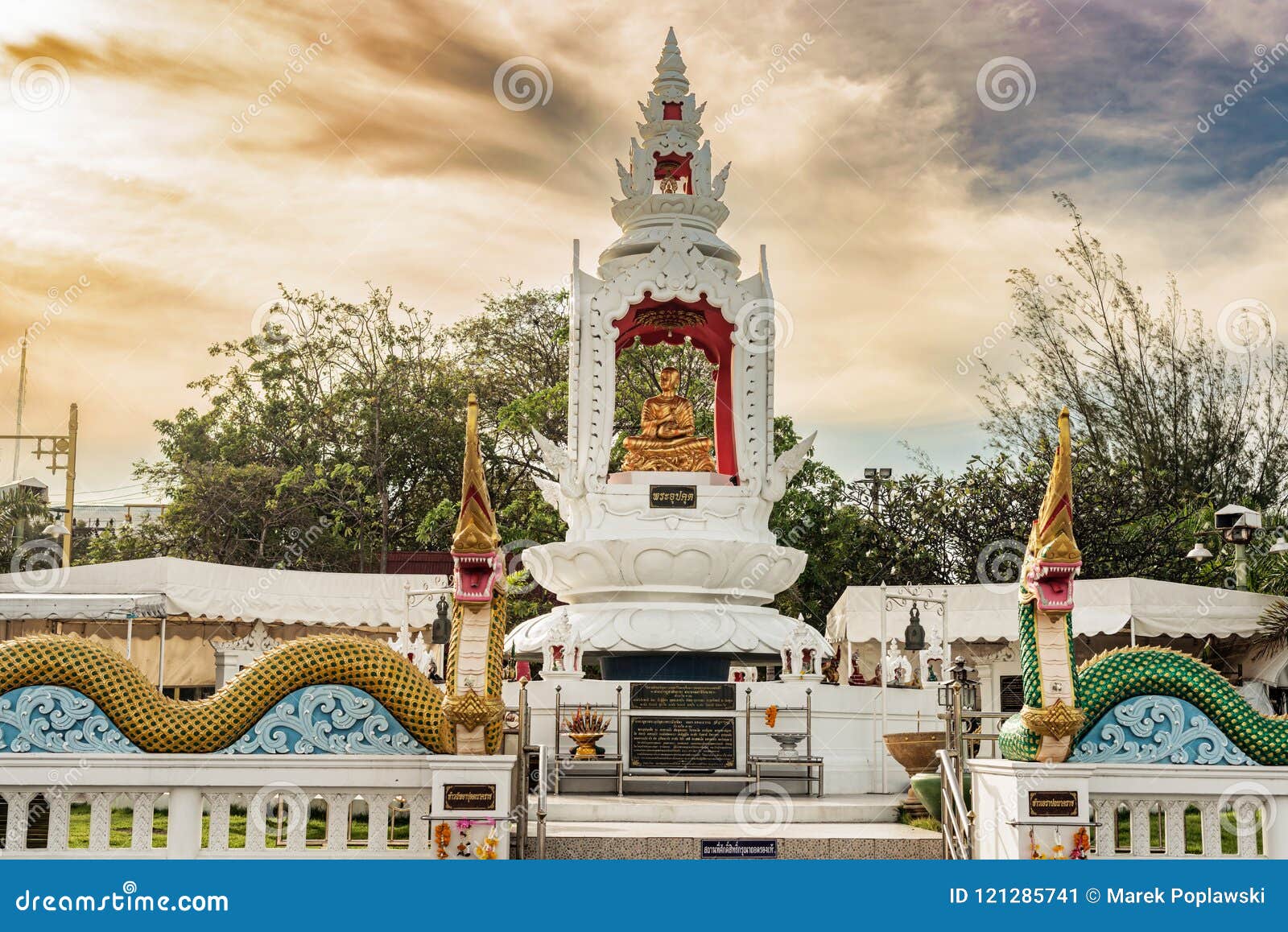 statue of shin upagutta in prachuap, khiri, khan, thailand