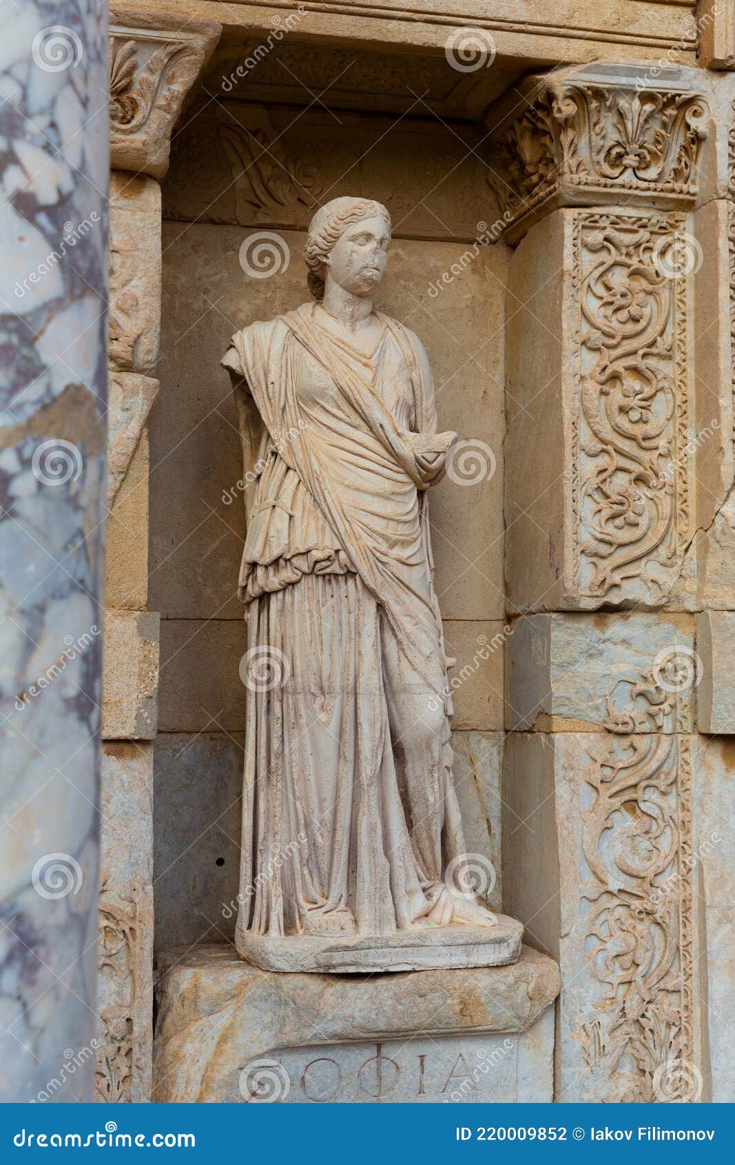 3dRose fl_51686_1 Statue-Sophia/Goddess/Wisdom/Celcus/Ephesus/Roman God/Ruins Roman Mythology Garden Flag 12 by 18-Inch