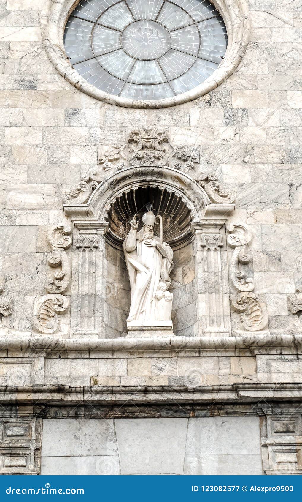 statue of temple keeper of the saint nicholas church in malgrat