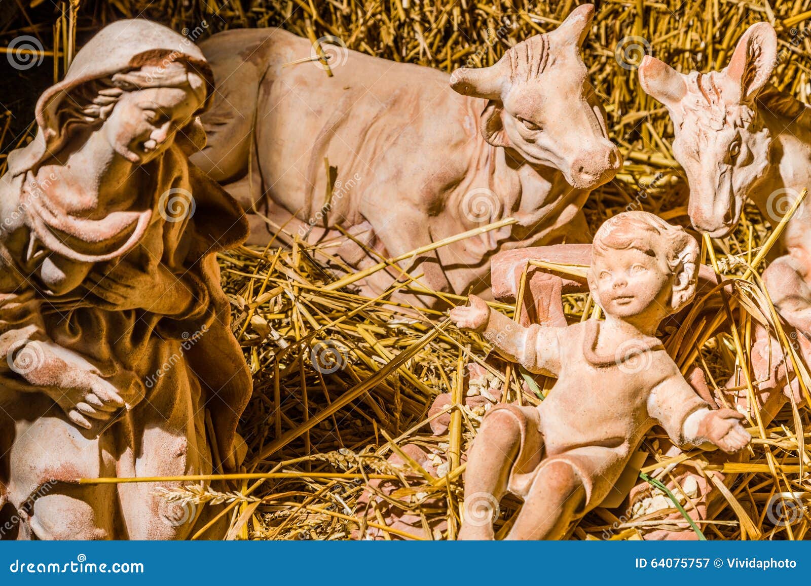 Statues in a Christmas Nativity Scene Stock Image - Image of christmas
