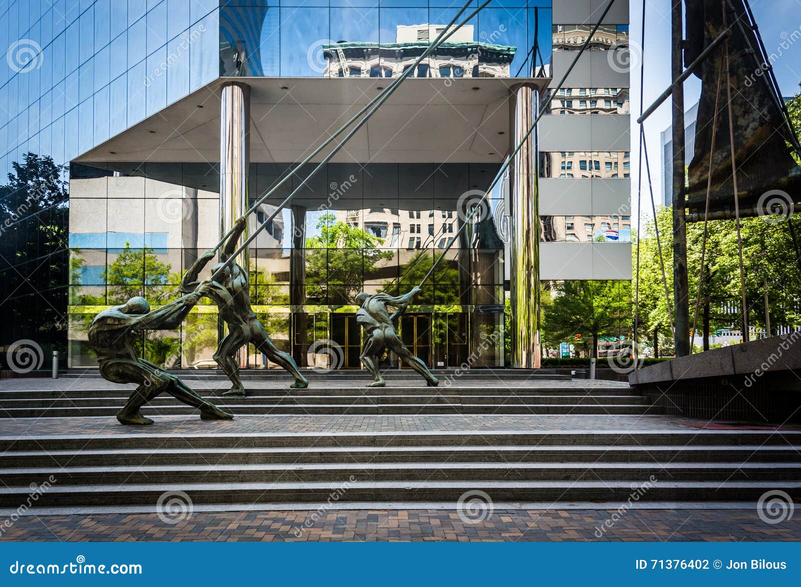 Statues and Modern Building in Richmond, Virginia. Editorial