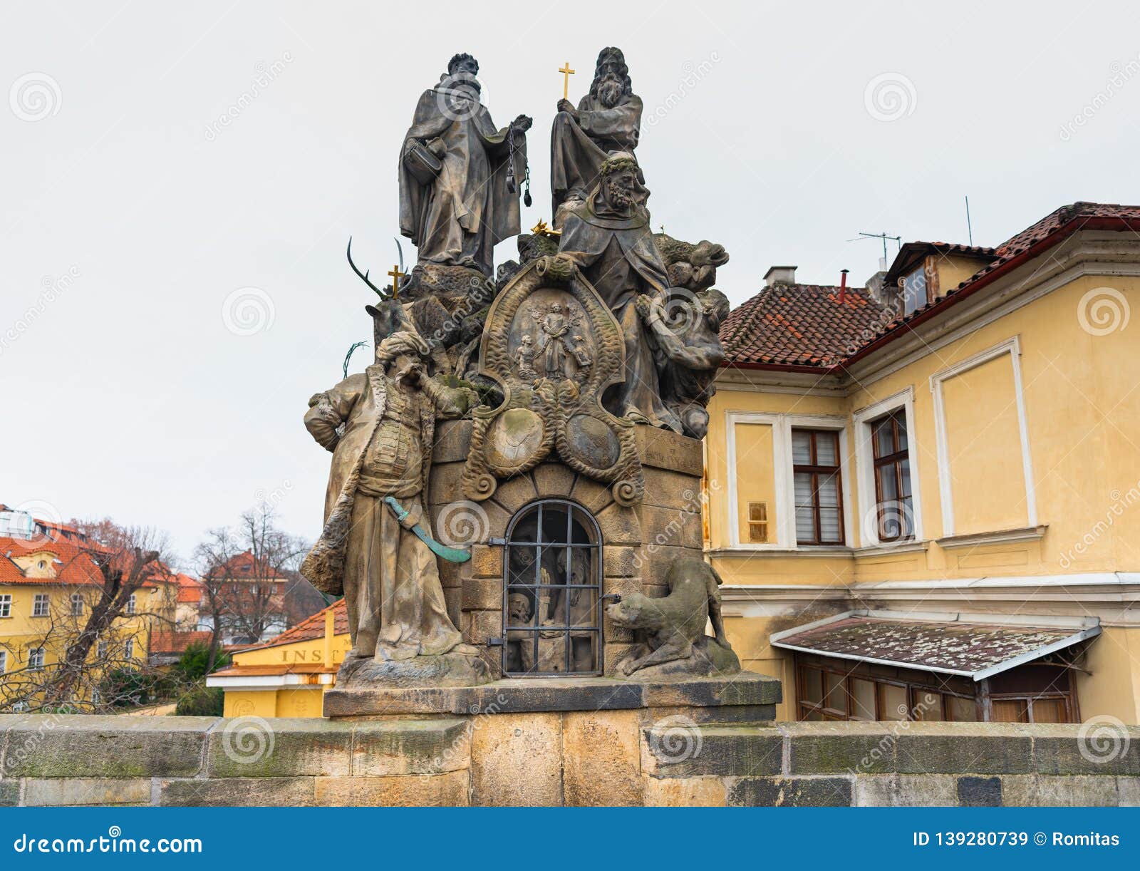 prague, czech republic. statues of saints on the charles bridge