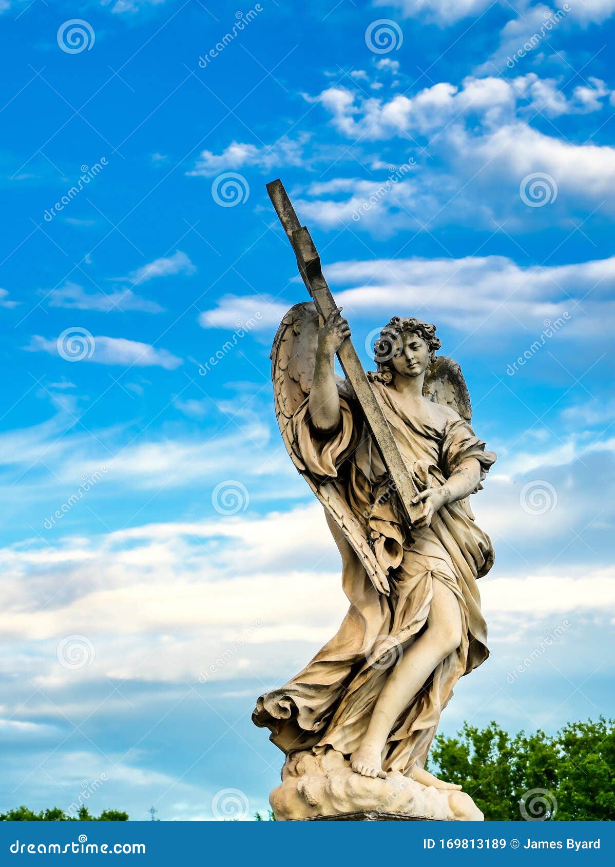 Statues on St. Angelo Bridge in Rome, Italy Stock Image Image of
