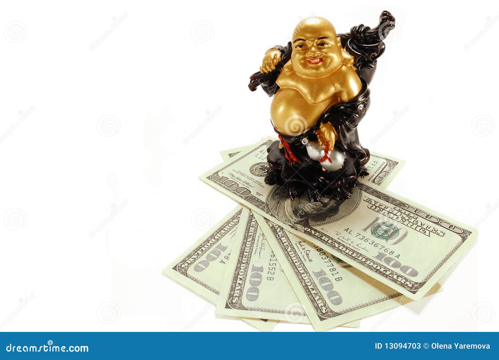 Statuette Of The Chinese God Of Wealth On Money Stock Image - Image Of  Isolated, Spirituality: 13094703